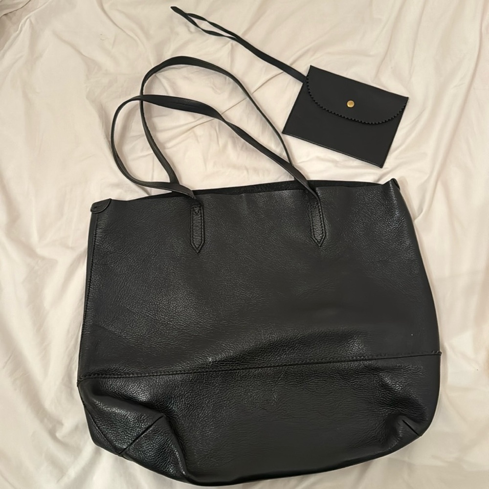 J. Crew black leather tote bag